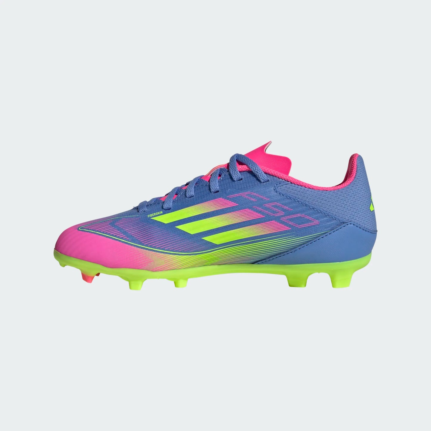Adidas Junior F50 League FG Firm Ground Soccer Cleat - Blue Fusion/Lucid Lemon/Lucid Pink