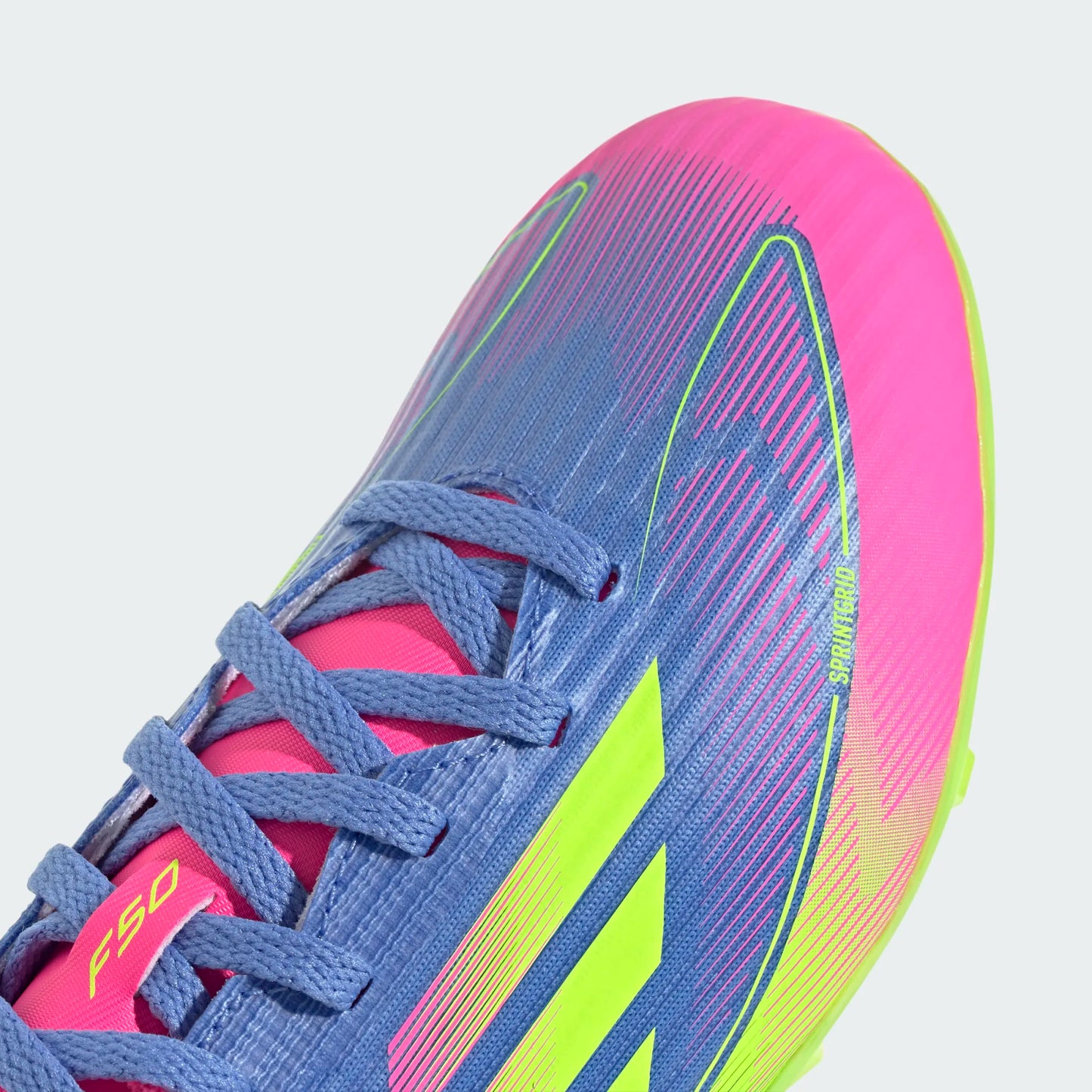 Adidas Junior F50 League FG Firm Ground Soccer Cleat - Blue Fusion/Lucid Lemon/Lucid Pink