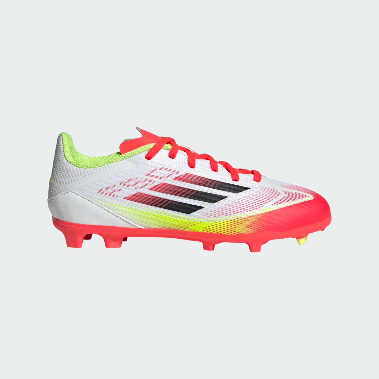 Adidas Junior F50 League FG/MG Firm Ground Soccer Cleat - White/Core Black/Solar Yellow