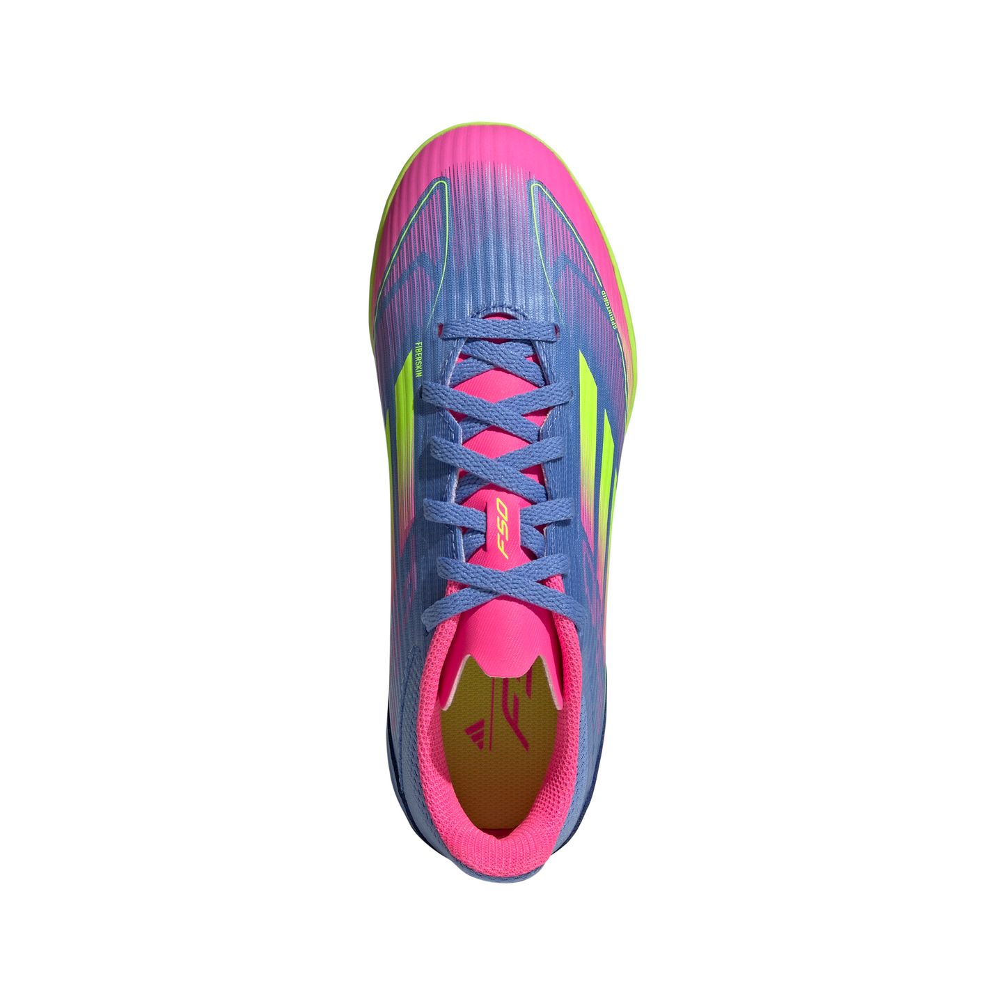 Adidas F50 League Junior TF Turf Soccer Cleat - Blue Fusion/Lucid Lemon/Lucid Pink