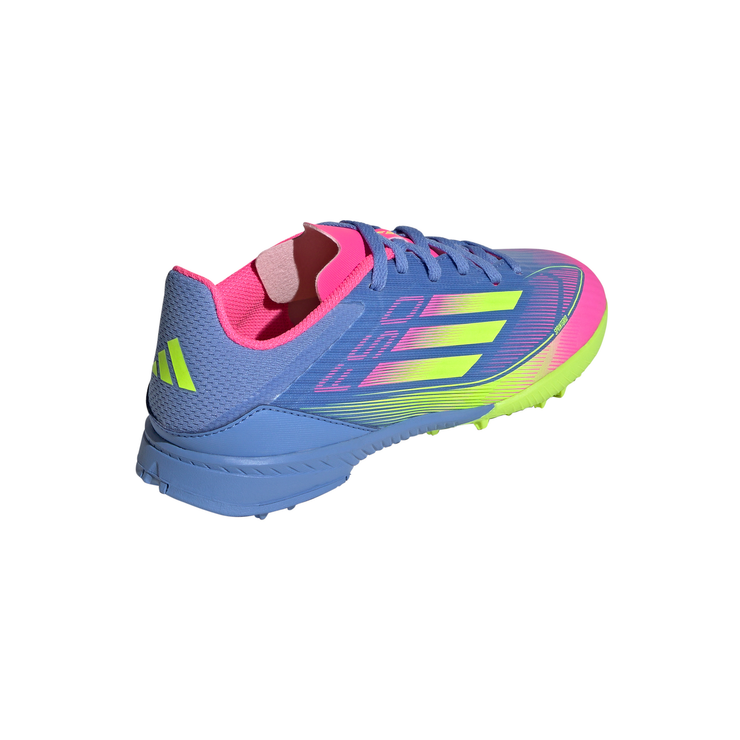 Adidas F50 League Junior TF Turf Soccer Cleat - Blue Fusion/Lucid Lemon/Lucid Pink