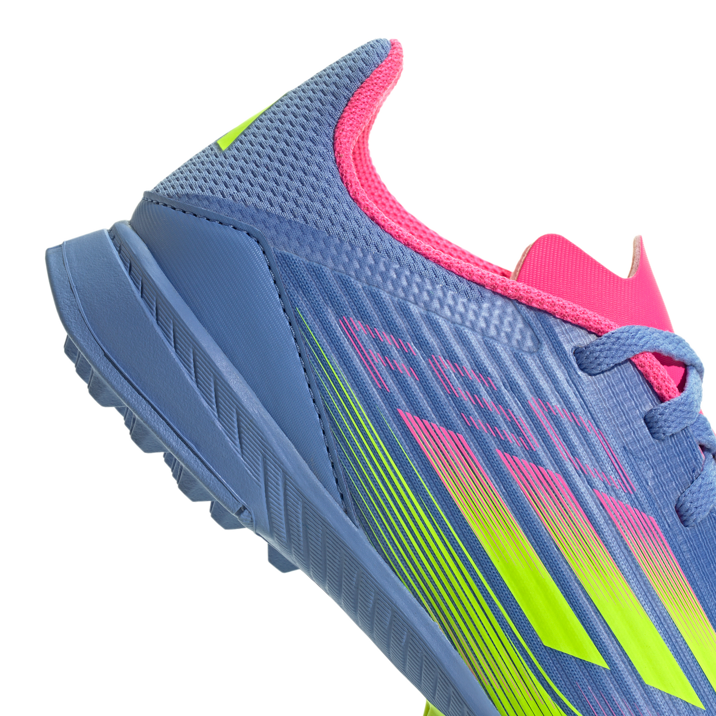 Adidas F50 League Junior TF Turf Soccer Cleat - Blue Fusion/Lucid Lemon/Lucid Pink