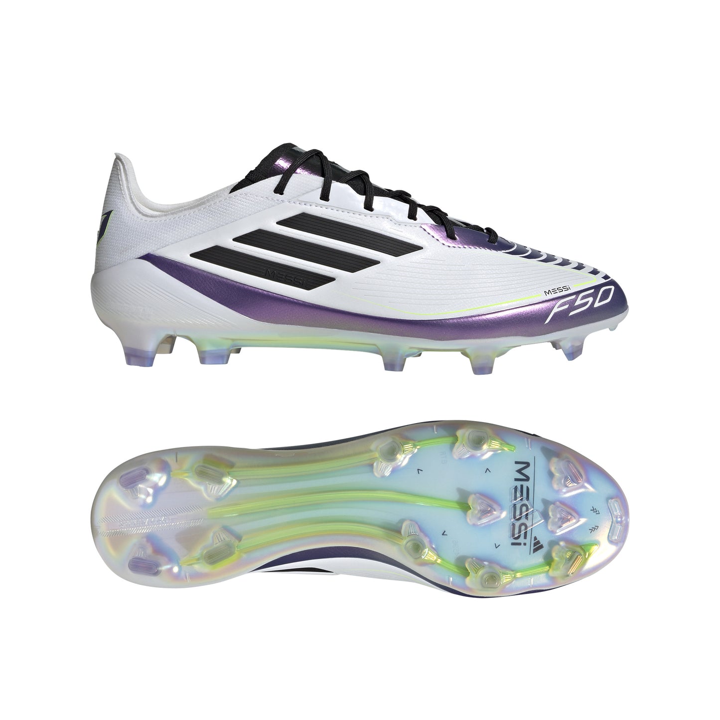 Adidas Messi F50 Elite FG Firm Ground Soccer Cleat - White/Core Black/Unity Purple