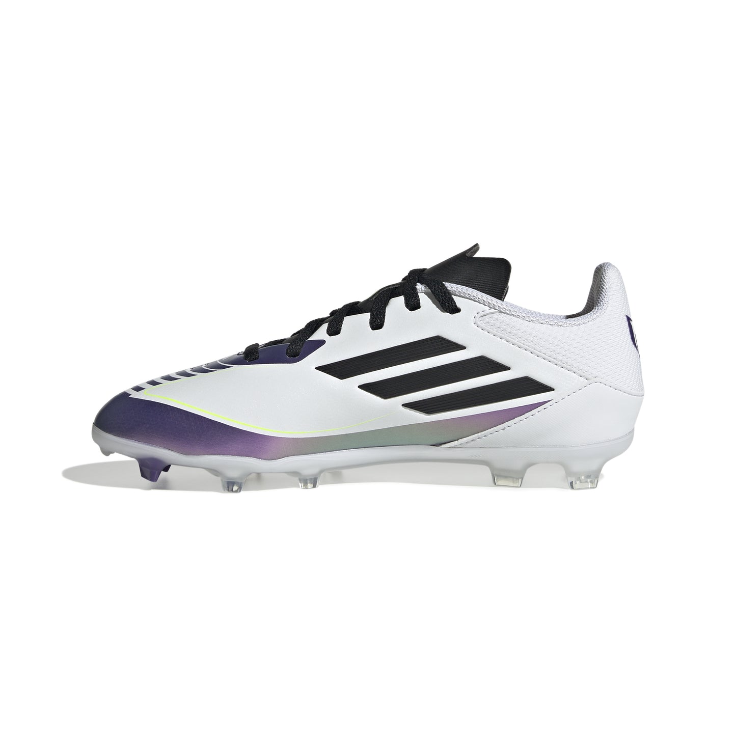 Adidas Junior Messi F50 League FG/MG Firm Ground Soccer Cleat - White/Cloud Black/Unity Purple