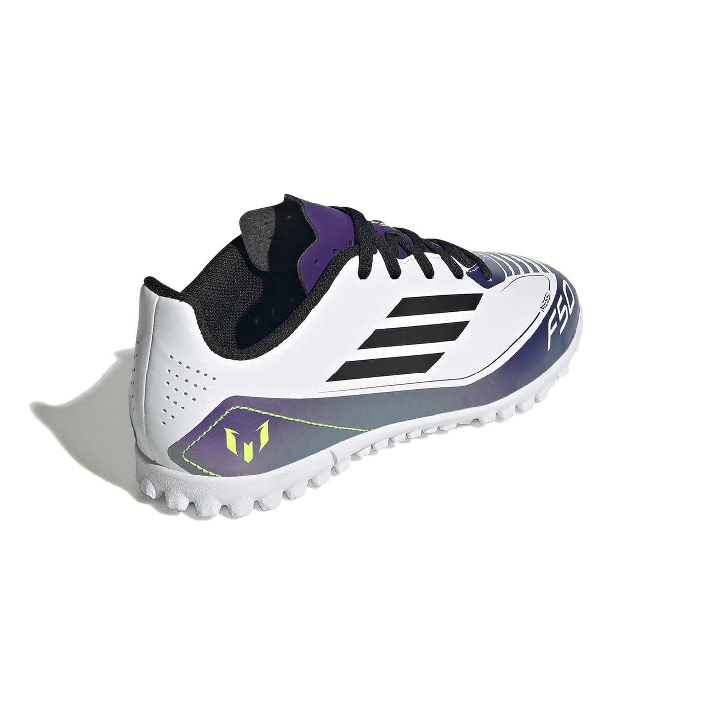 Adidas Messi F50 Club TF Turf Soccer Cleat - White/Core Black/Unity Purple