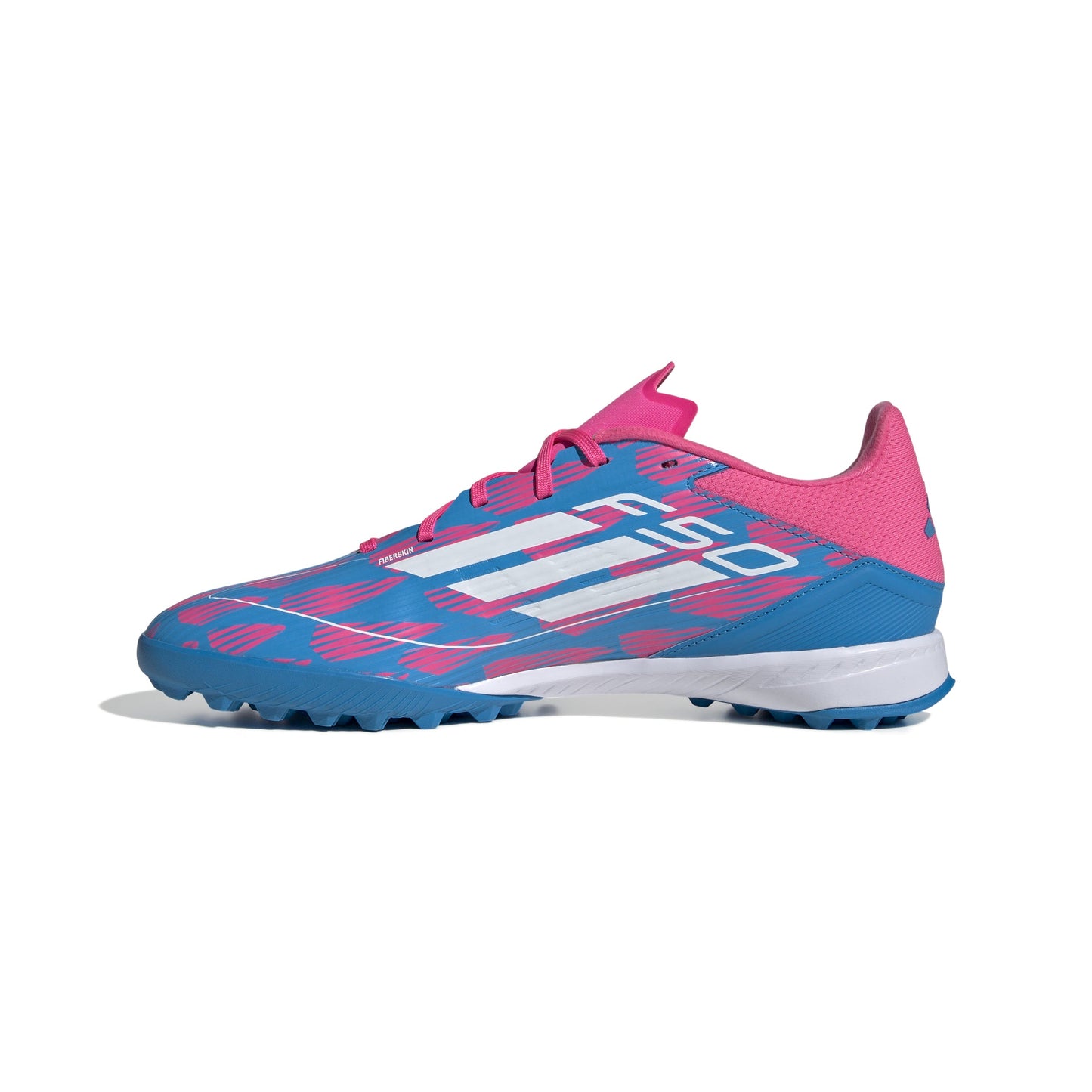 Adidas F50 League TF Turf Soccer Cleat - Solar Blue/White/Solar Pink