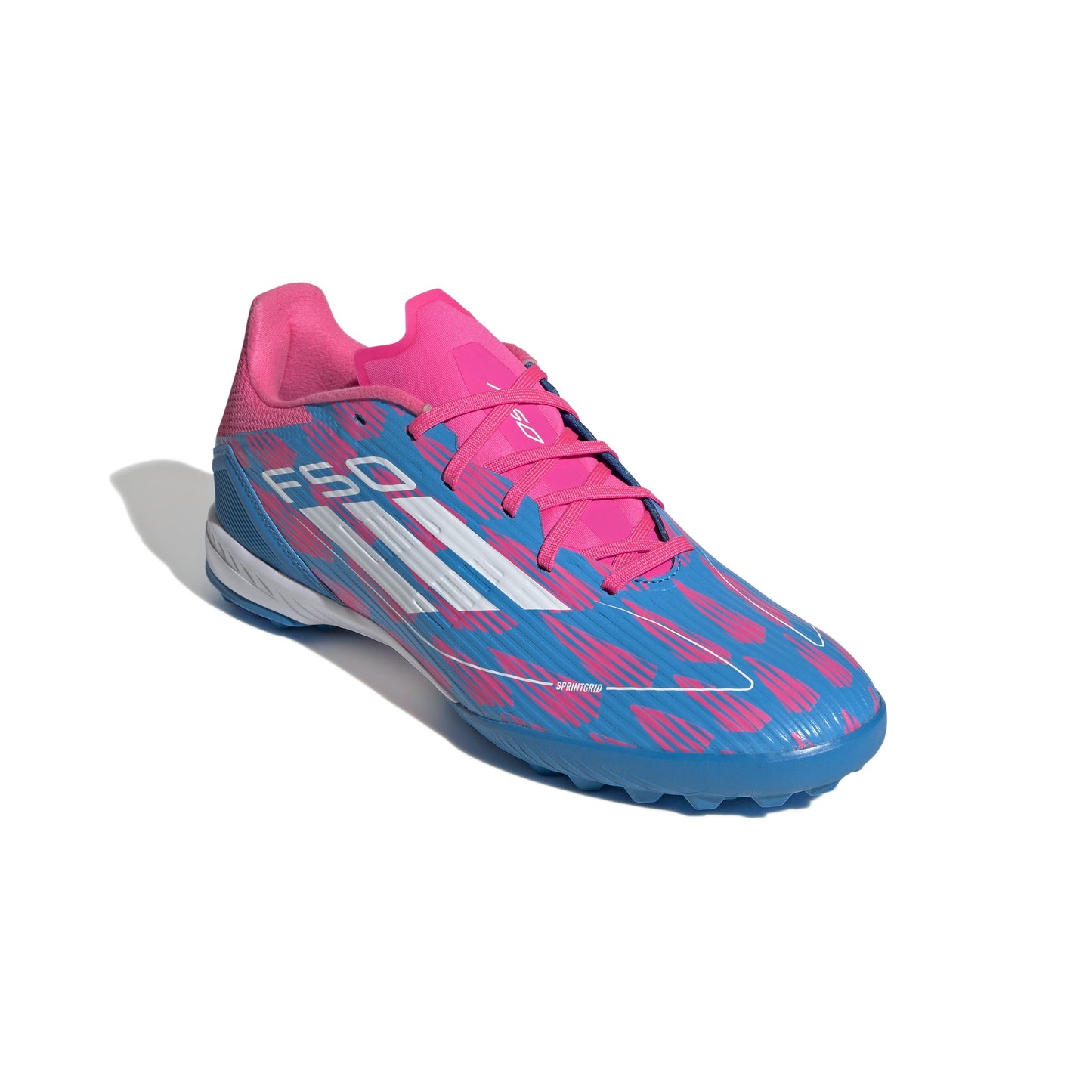 Adidas F50 League TF Turf Soccer Cleat - Solar Blue/White/Solar Pink