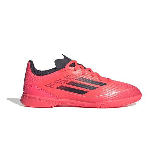 Adidas Junior F50 League IN Indoor Soccer Shoe - Turbo/Aurora Black/Platinum Metallic