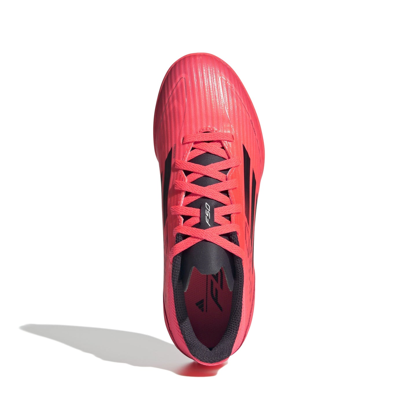 Adidas Junior F50 Club IN Indoor Soccer Shoe - Turbo/Aurora Black/Platinum Metallic