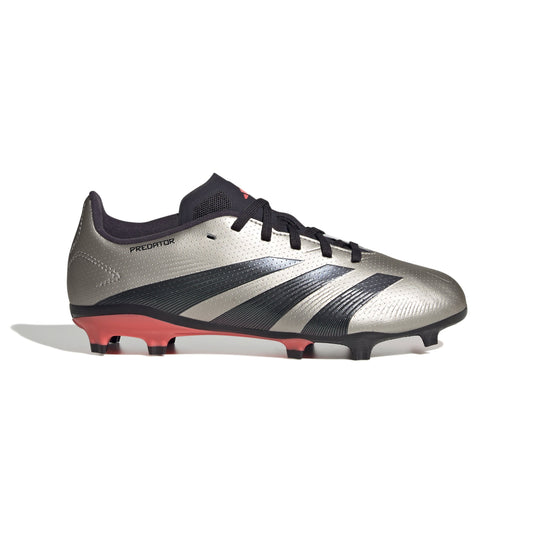 Adidas Junior Predator League Low FG Firm Ground Soccer Cleat - Platinum Metallic/Aurora Black/Turbo