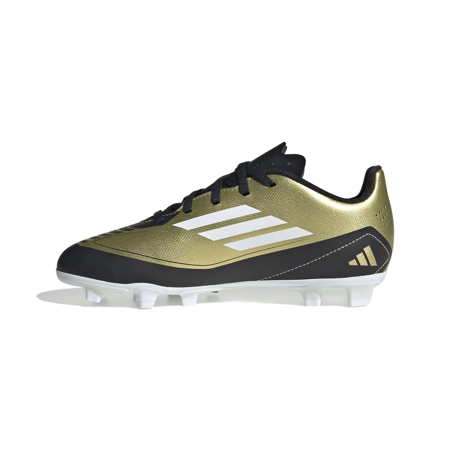 Adidas Junior Messi F50 Club FG Firm Ground Soccer Cleat - Gold Metallic/Cloud White/Carbon Black