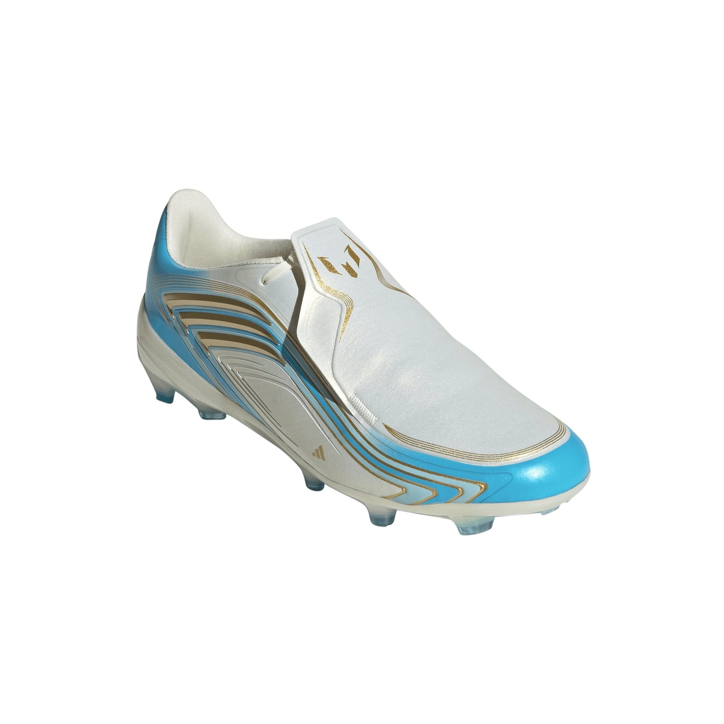Adidas F50 Elite Messi Junior FG Firm Ground Soccer Cleats - Ivory/Semi Blue Burst/Icey Blue