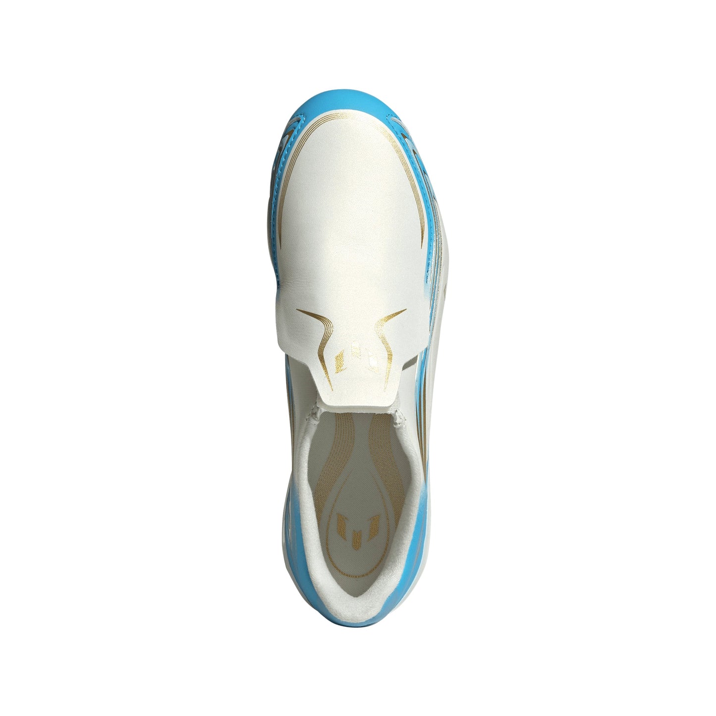 Adidas F50 Messi League Junior FG Firm Ground Soccer Cleats - Ivory/Semi Blue Burst/Icey Blue