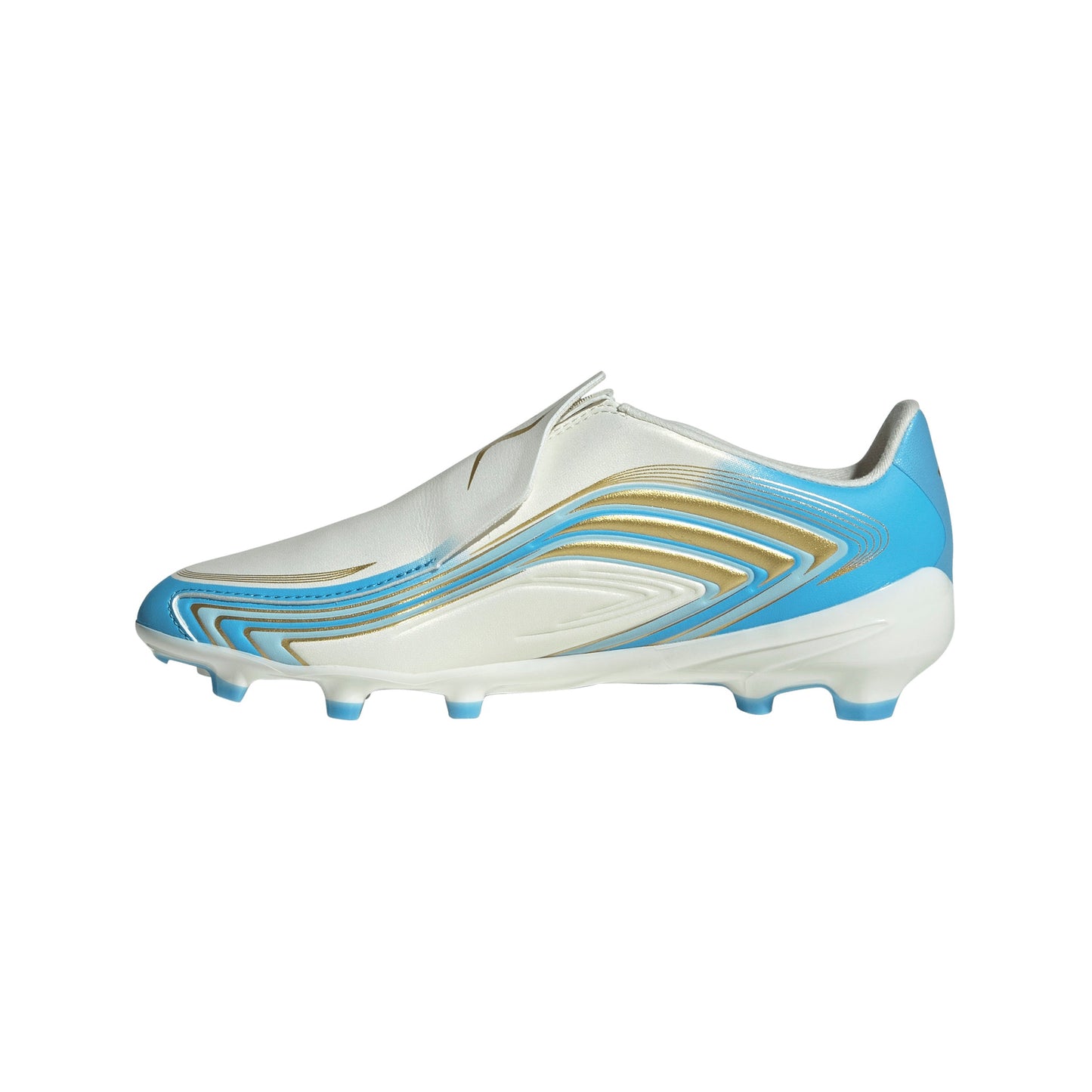 Adidas F50 Messi League Junior FG Firm Ground Soccer Cleats - Ivory/Semi Blue Burst/Icey Blue