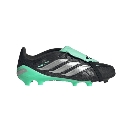 adidas Predator League FoldTongue  FT FG Junior Firm Ground Soccer Cleats - Core Black / Silver Metallic / Pulse Mint