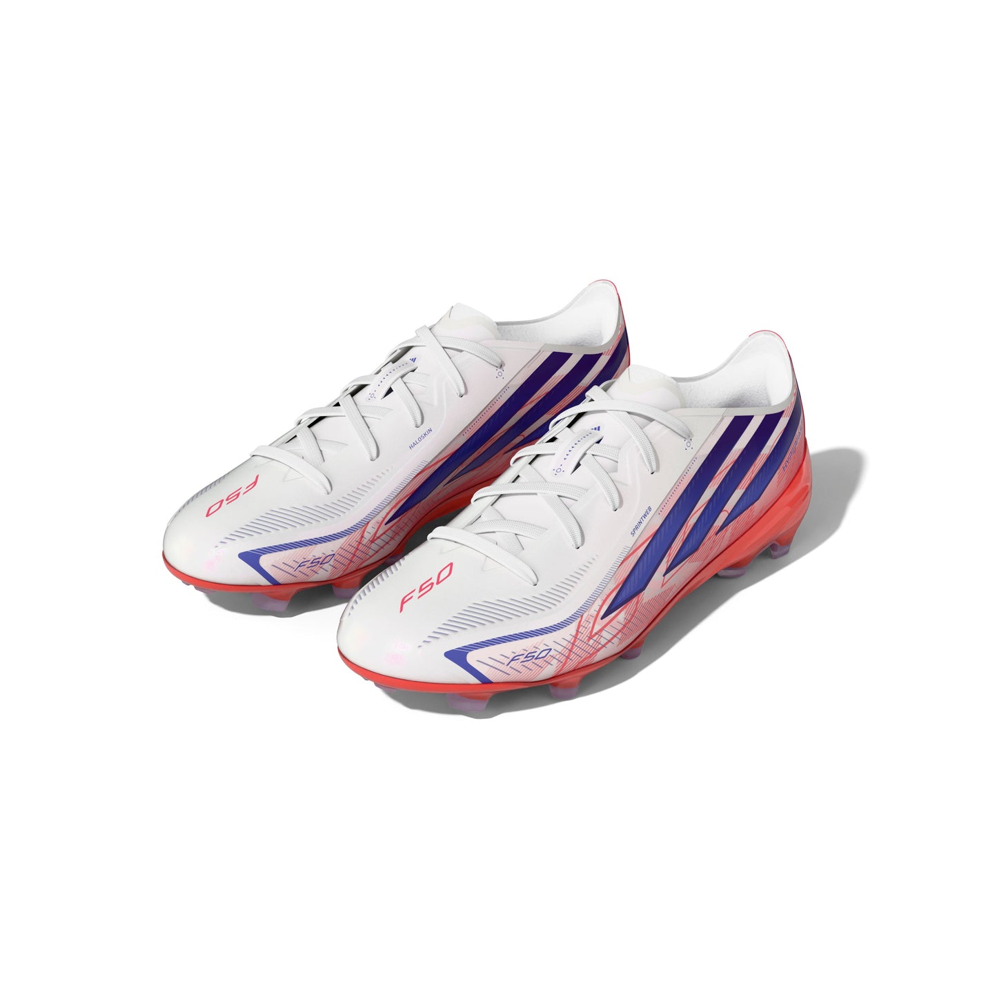 adidas F50 Hyperfast Elite Junior FG Firm Ground Soccer Cleats- Cloud White / Solar Purple / Solar Turbo