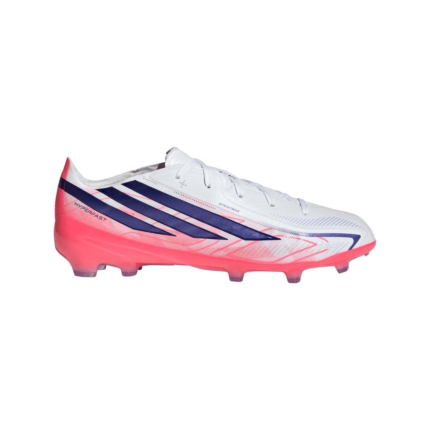 adidas F50 Hyperfast Elite Junior FG Firm Ground Soccer Cleats- Cloud White / Solar Purple / Solar Turbo