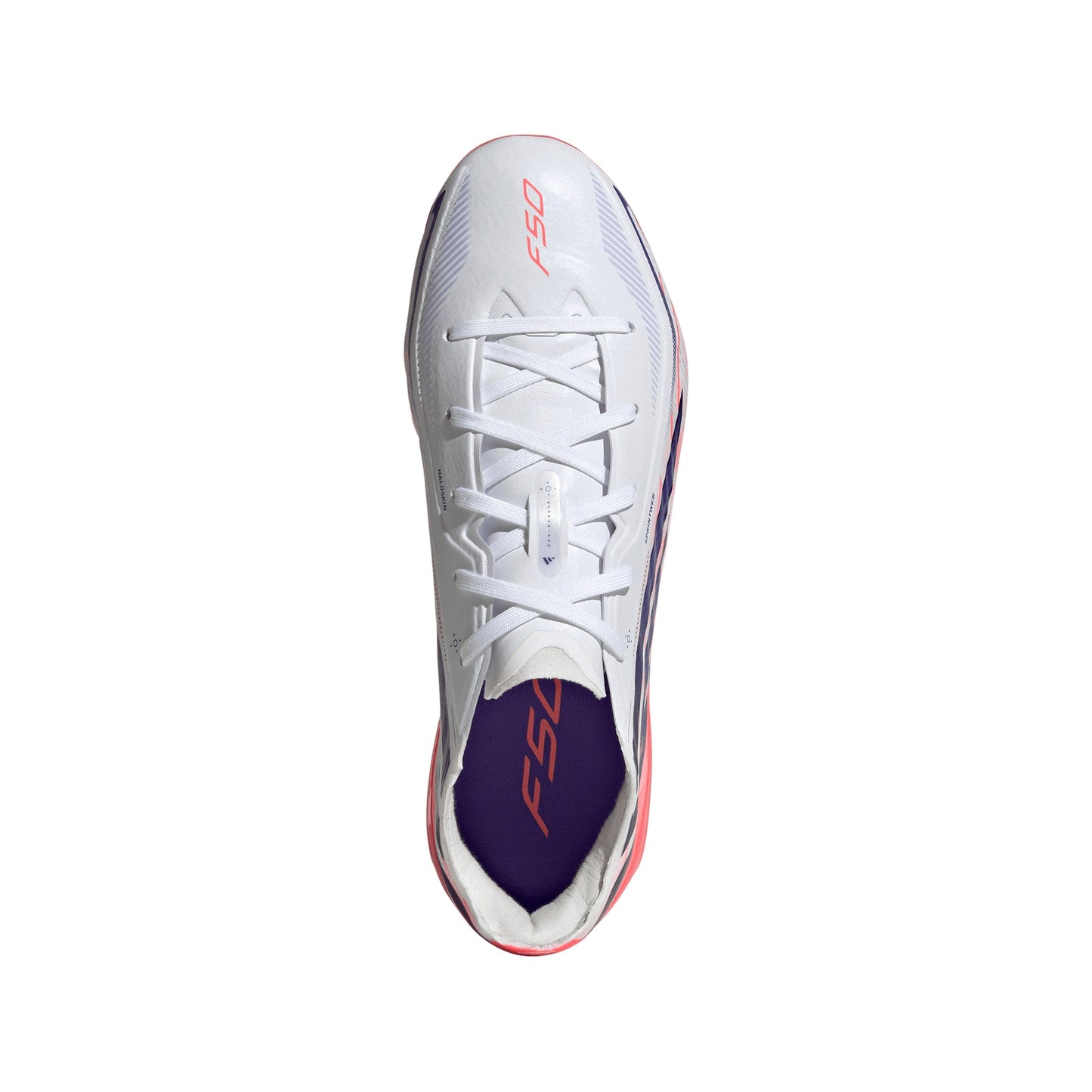 adidas F50 Hyperfast Elite Junior FG Firm Ground Soccer Cleats- Cloud White / Solar Purple / Solar Turbo