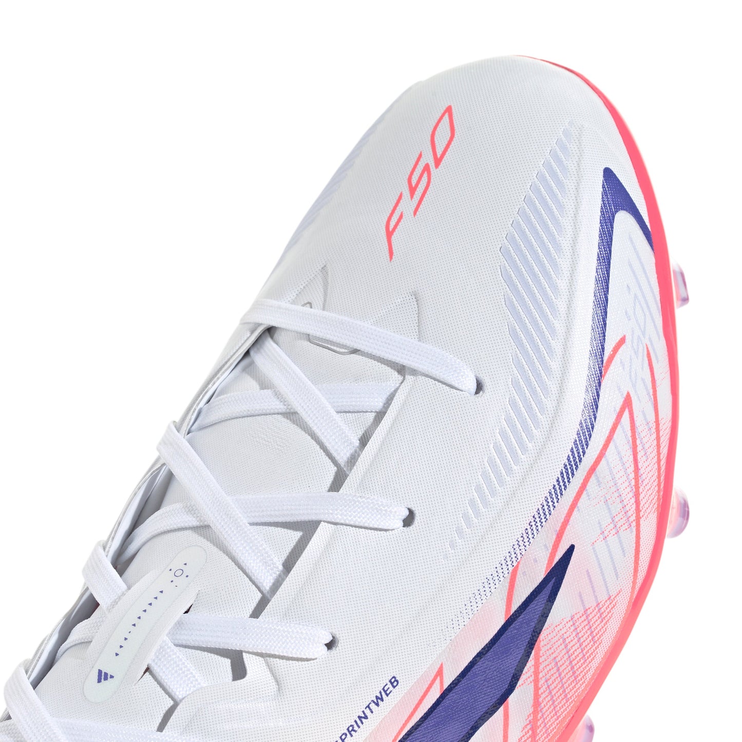 adidas F50 Hyperfast Elite Junior FG Firm Ground Soccer Cleats- Cloud White / Solar Purple / Solar Turbo