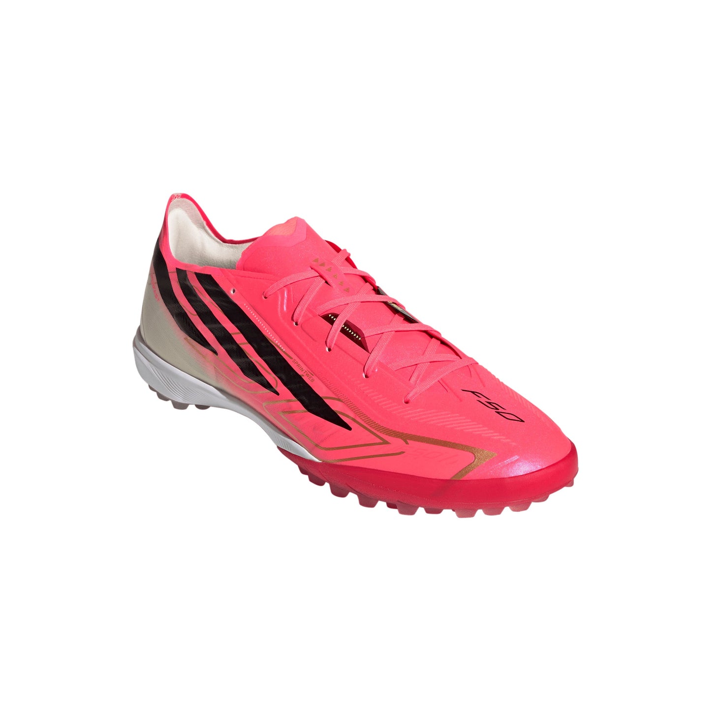 adidas F50 Hyperfast Pro TF Turf Soccer Cleat - Solar Turbo/Core Black/Gold Metallic