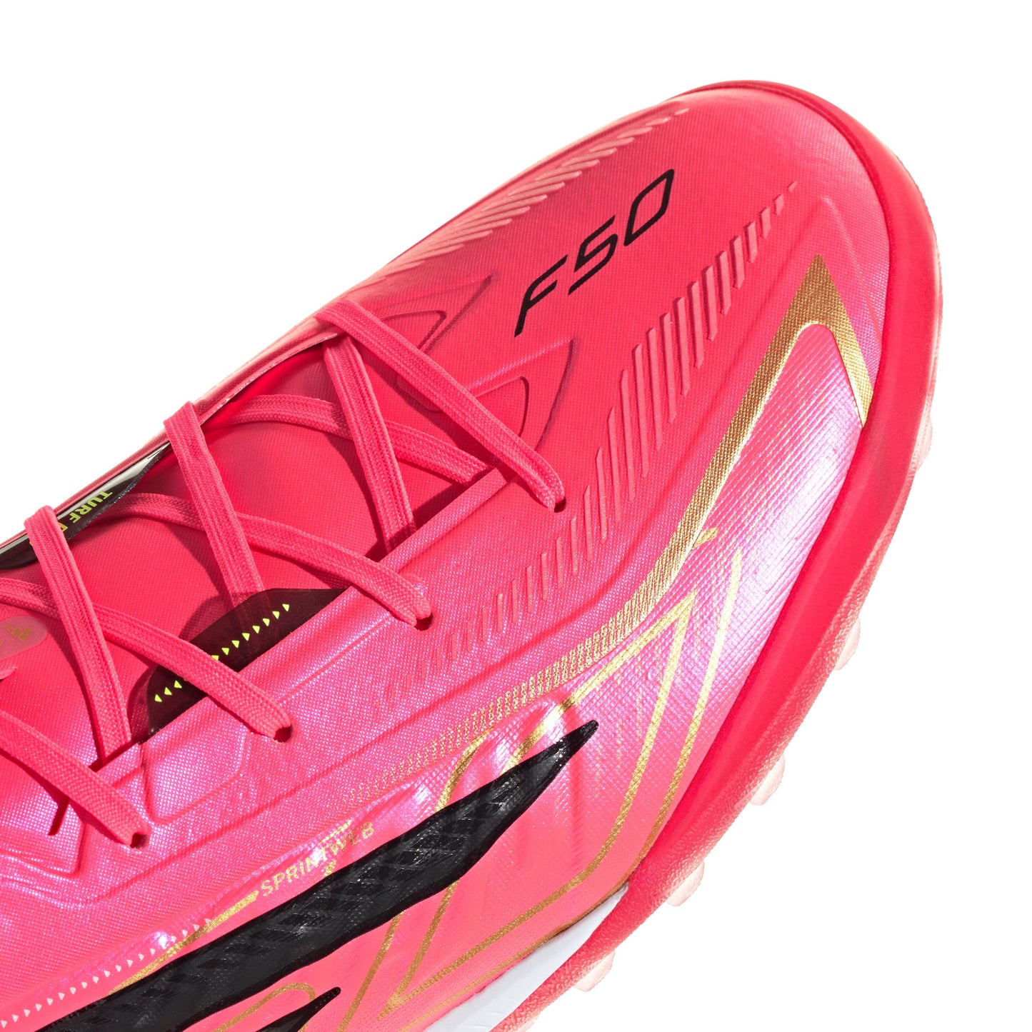 adidas F50 Hyperfast Pro TF Turf Soccer Cleat - Solar Turbo/Core Black/Gold Metallic