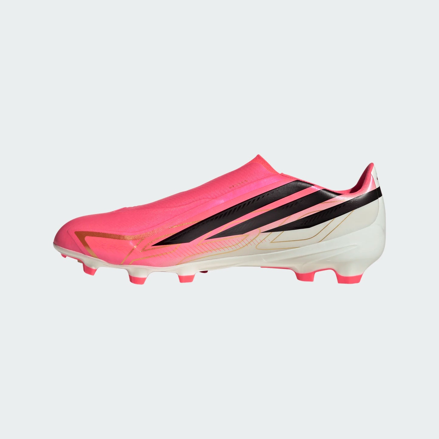 Adidas F50 Hyperfast League Laceless FG Firm Ground Soccer Cleats - Solar Turbo/Core Black/Gold Metallic