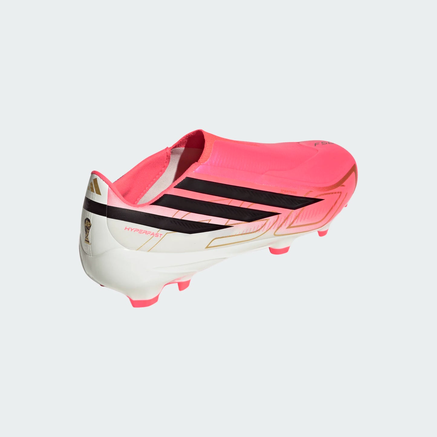 Adidas F50 Hyperfast League Laceless FG Firm Ground Soccer Cleats - Solar Turbo/Core Black/Gold Metallic