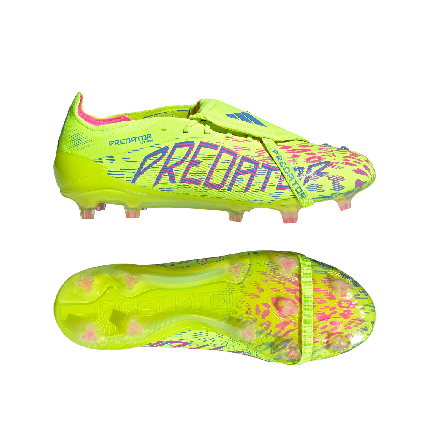 Adidas Predator Elite FT Fold Tongue FG Firm Ground Soccer Cleat - Lucid Lemon/Lucid Pink/Blue Fusion
