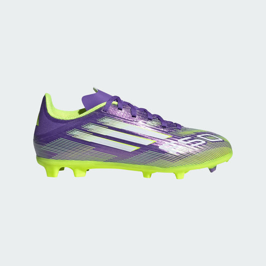 Adidas Junior F50 League FG Firm Ground Soccer Cleat - Purple Rush/Cloud White/Lucid Lemon