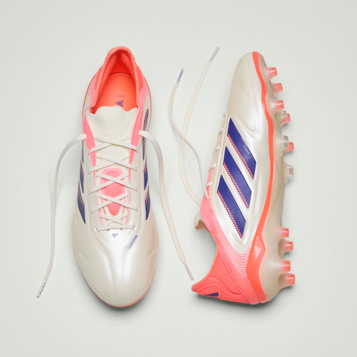 Adidas Copa Pure 3 Elite FG Firm Ground Soccer Cleat - Off White/Lucid Blue/Signal Coral