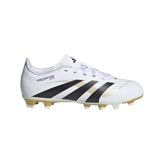 Adidas Junior Predator Club FG Firm Ground Soccer Cleat - Cloud White/Core Black/Gold Metallic