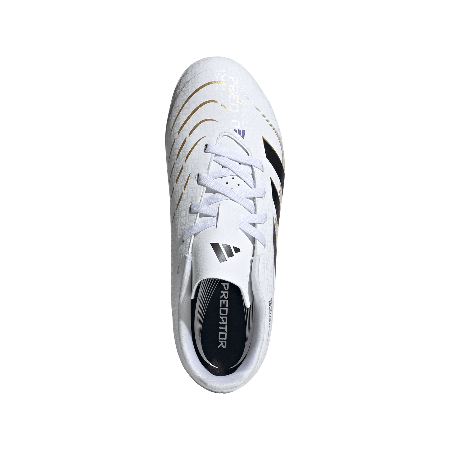 Adidas Junior Predator Club FG Firm Ground Soccer Cleat - Cloud White/Core Black/Gold Metallic