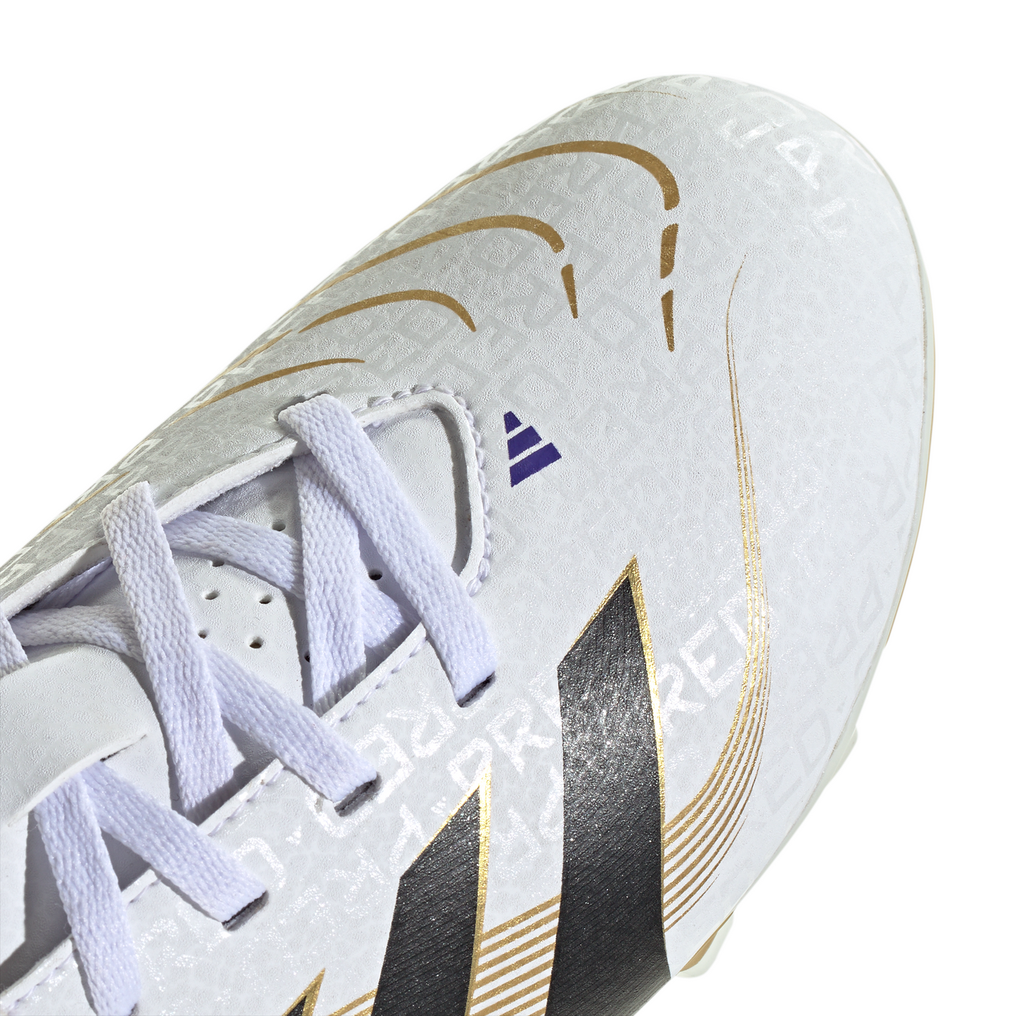 Adidas Junior Predator Club FG Firm Ground Soccer Cleat - Cloud White/Core Black/Gold Metallic