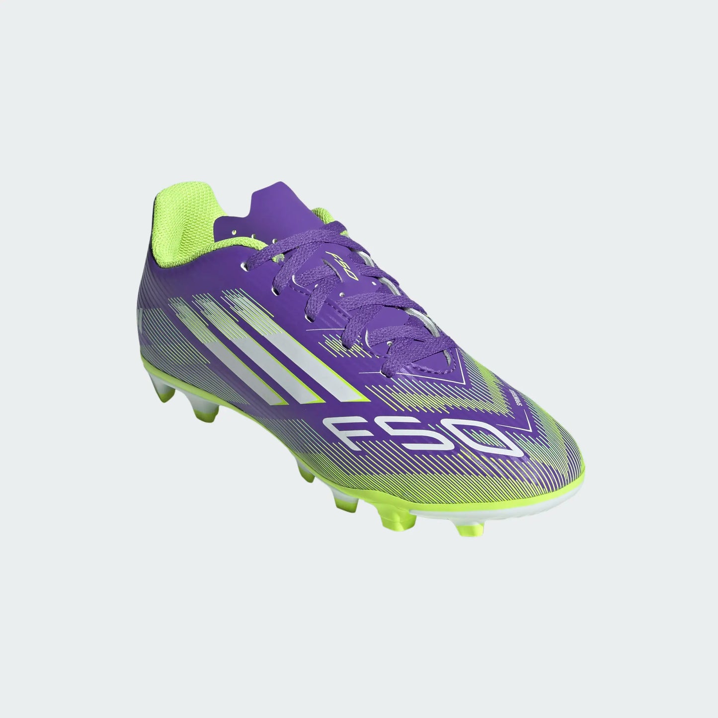 Adidas Junior F50 Club FG Firm Ground Soccer Cleat - Purple Rush/Cloud White/Lucid Lemon