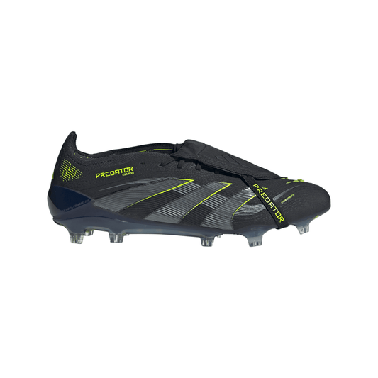 Adidas Predator Elite FoldTongue FT FG Firm Ground Soccer Cleats- Core Black / Carbon / Lucid Lemon