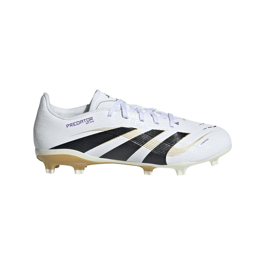 Adidas Junior Predator League FG Firm Ground Soccer Cleat - Cloud White/Core Black/Gold Metallic