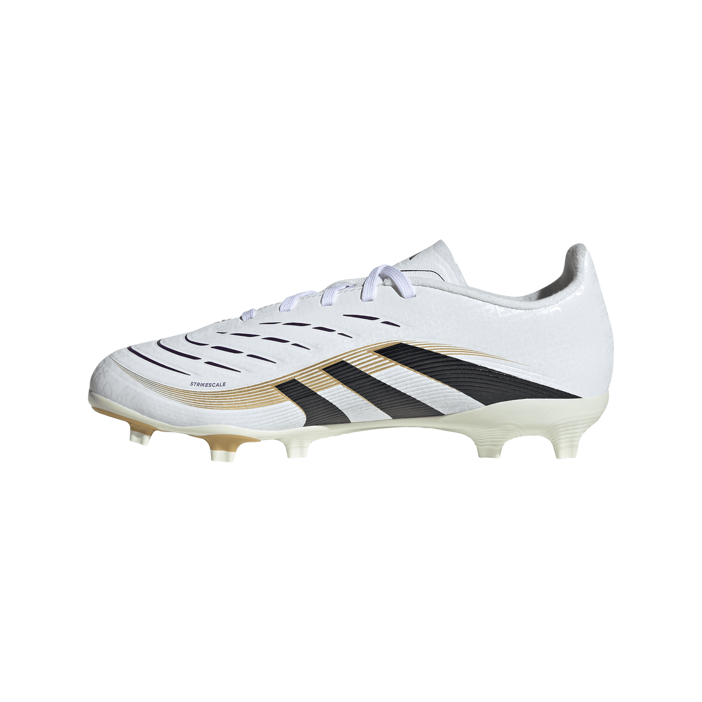 Adidas Junior Predator League FG Firm Ground Soccer Cleat - Cloud White/Core Black/Gold Metallic