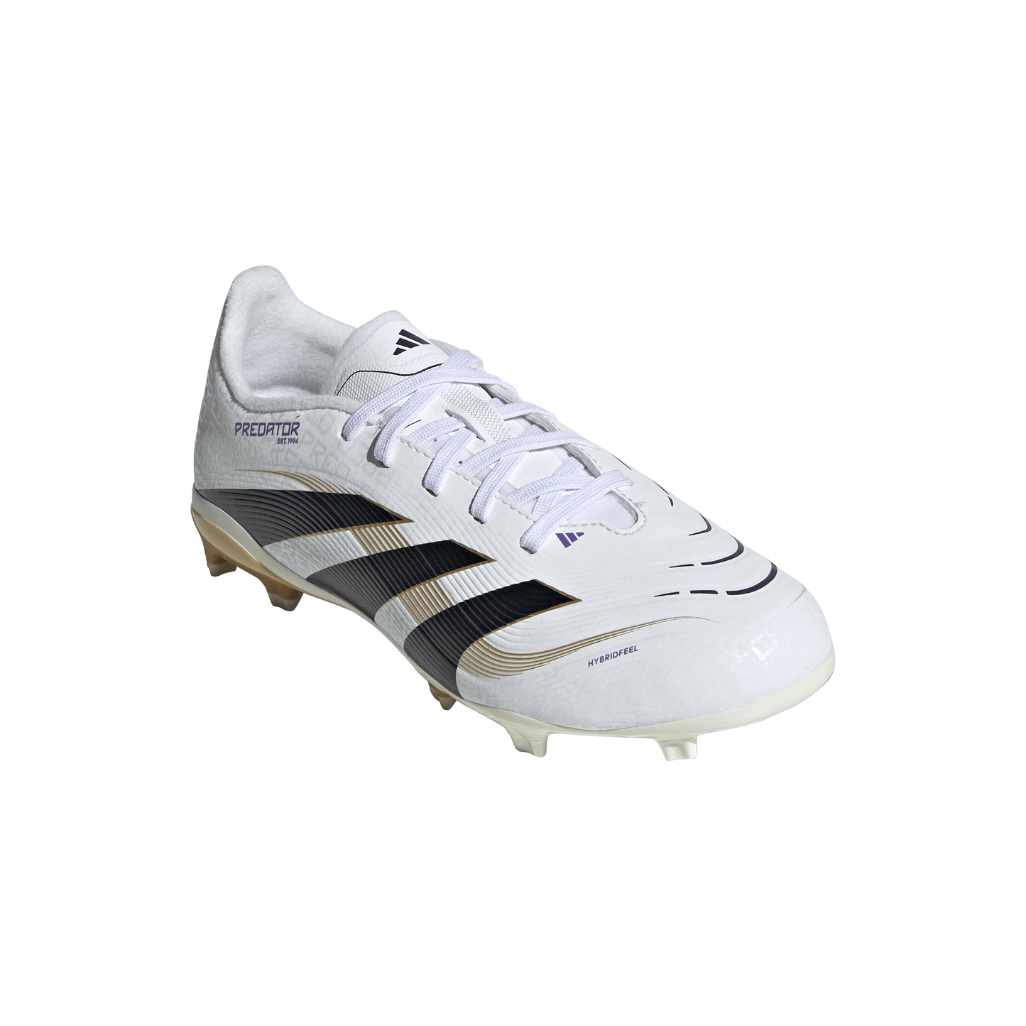 Adidas Junior Predator League FG Firm Ground Soccer Cleat - Cloud White/Core Black/Gold Metallic