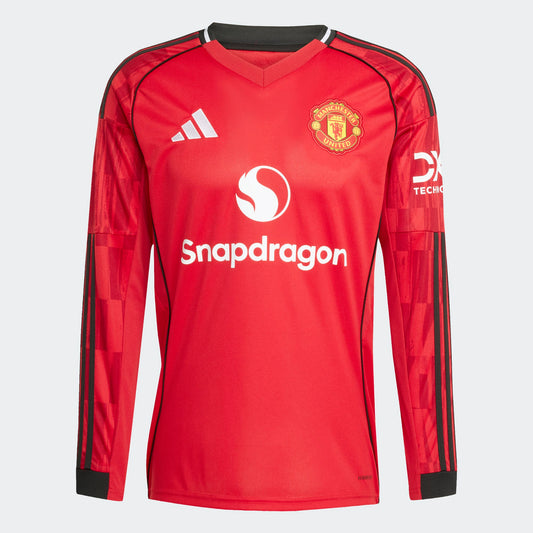 Men's Replica Manchester United Long Sleeve Home Jersey 25/26
