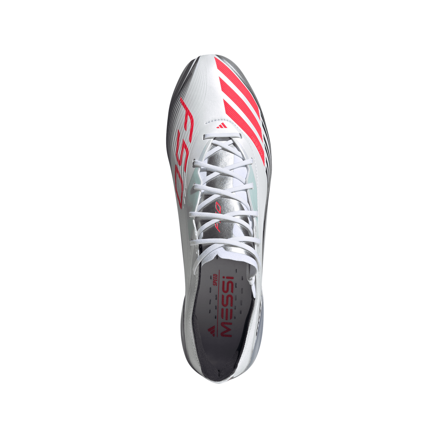 adidas F50 Elite Messi FG Firm Ground Soccer Cleat - Cloud White/Lucid Red/Silver Metallic