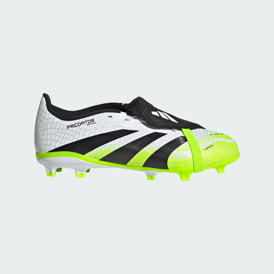 Adidas Junior Predator League FT Foldable Tongue FG Firm Ground Soccer Cleat - Cloud White/Core Black/Lucid Lemon