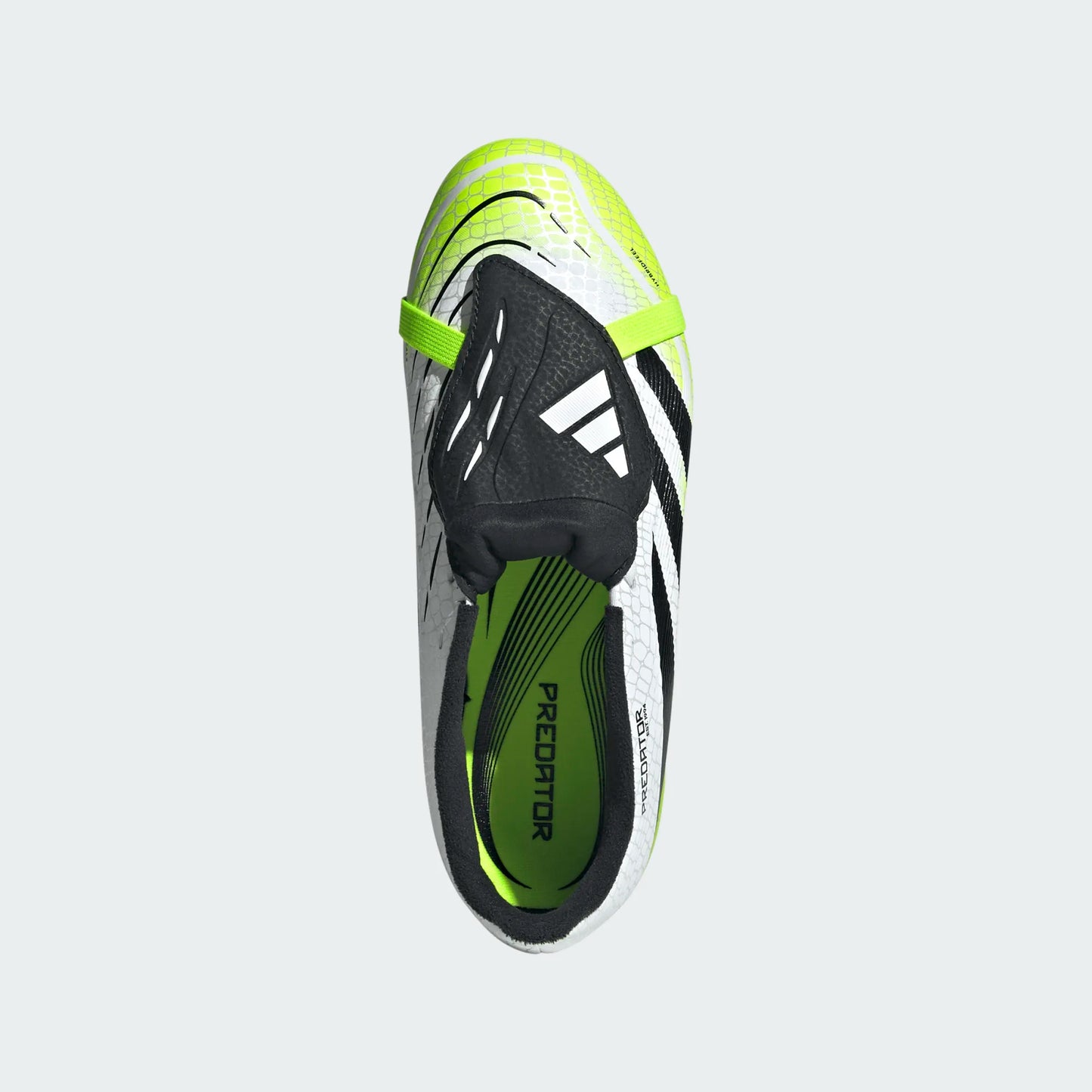 Adidas Junior Predator League FT Foldable Tongue FG Firm Ground Soccer Cleat - Cloud White/Core Black/Lucid Lemon