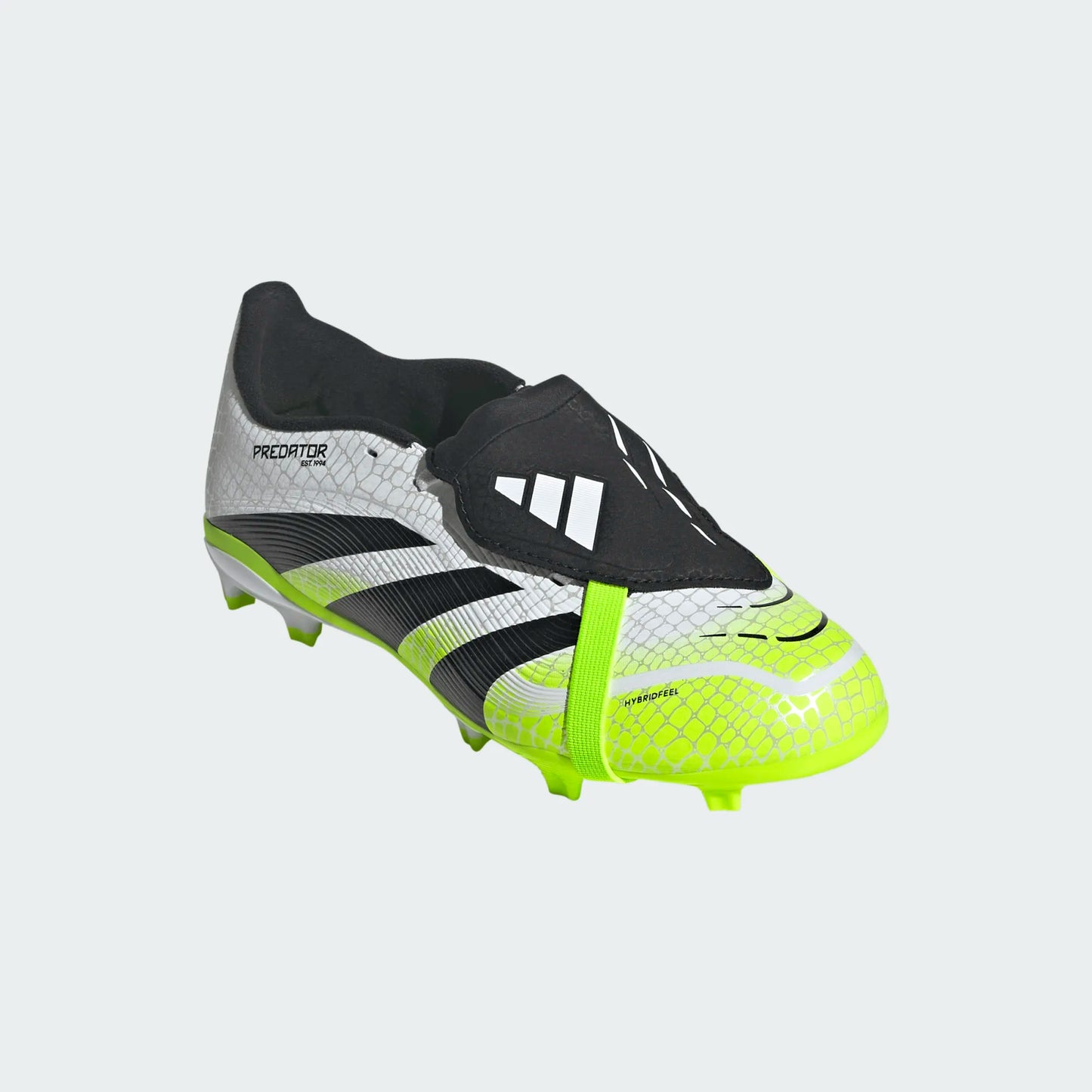 Adidas Junior Predator League FT Foldable Tongue FG Firm Ground Soccer Cleat - Cloud White/Core Black/Lucid Lemon