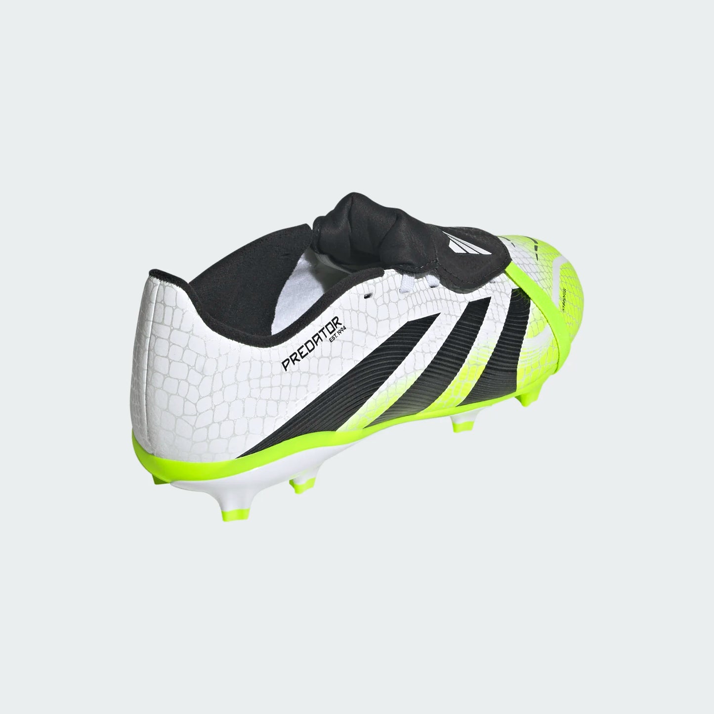Adidas Junior Predator League FT Foldable Tongue FG Firm Ground Soccer Cleat - Cloud White/Core Black/Lucid Lemon