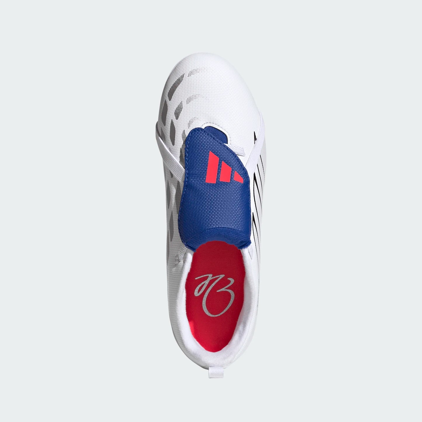 Adidas Junior Predator Club FT EL FG Firm Ground Soccer Cleat - Cloud White/Zero Metallic/Royal Blue