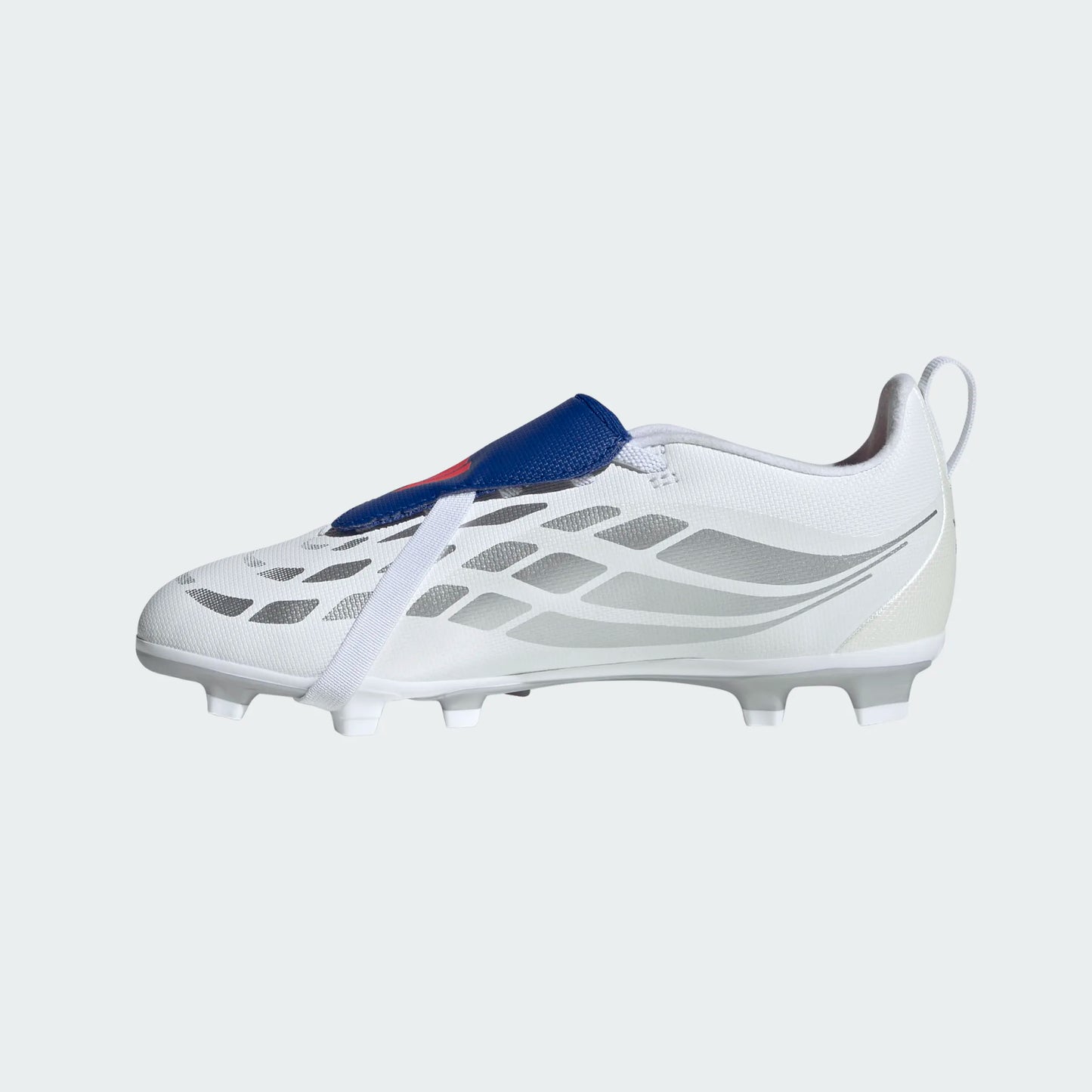 Adidas Junior Predator Club FT EL FG Firm Ground Soccer Cleat - Cloud White/Zero Metallic/Royal Blue