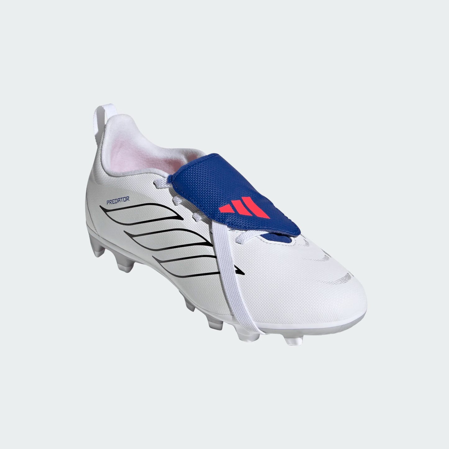 Adidas Junior Predator Club FT EL FG Firm Ground Soccer Cleat - Cloud White/Zero Metallic/Royal Blue