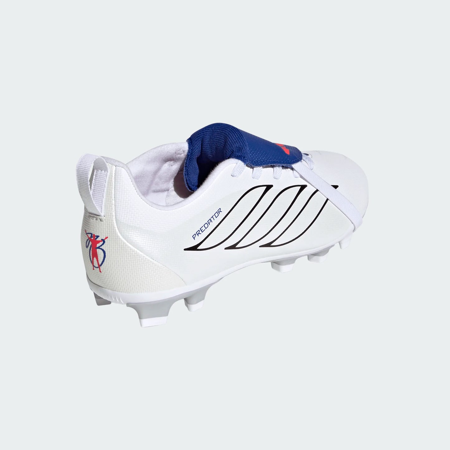Adidas Junior Predator Club FT EL FG Firm Ground Soccer Cleat - Cloud White/Zero Metallic/Royal Blue