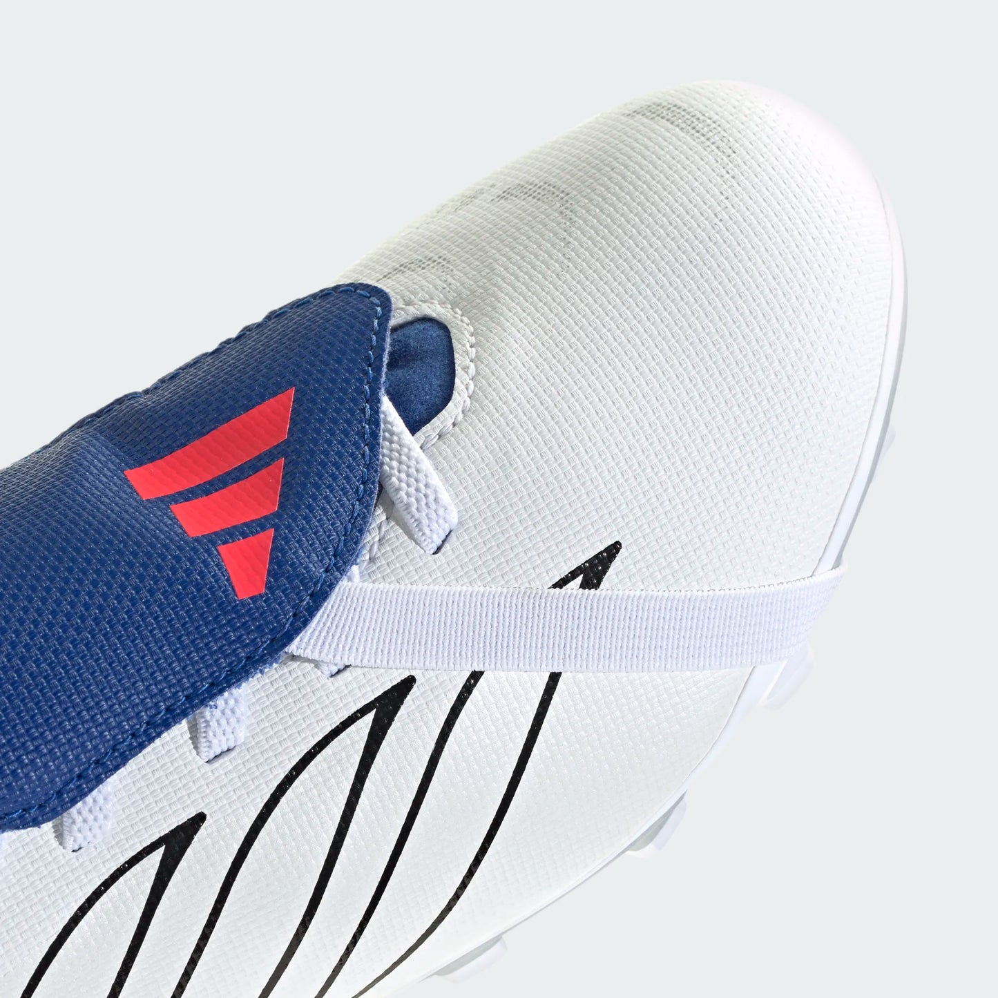 Adidas Junior Predator Club FT EL FG Firm Ground Soccer Cleat - Cloud White/Zero Metallic/Royal Blue