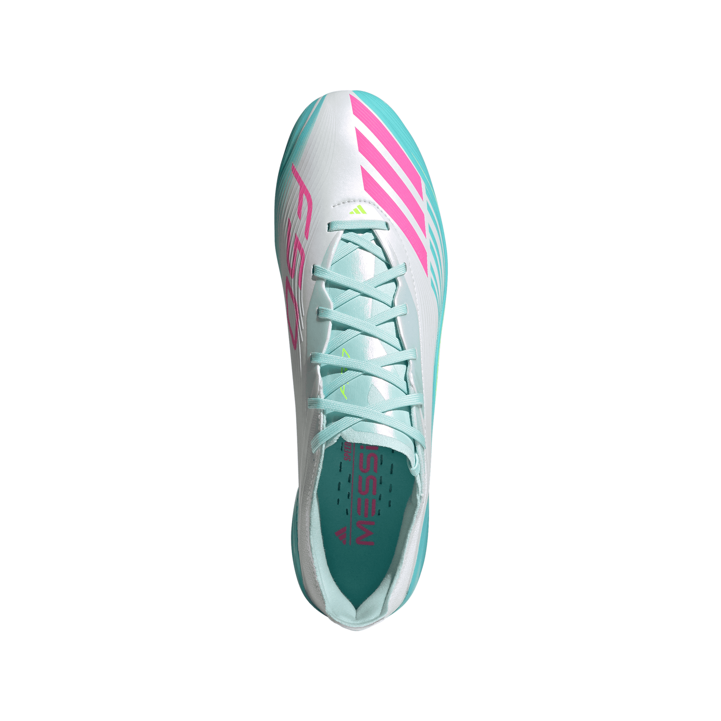Adidas F50 Elite Messi FG Firm Ground Soccer Cleat - Cloud White/Lucid Pink/Flash Aqua
